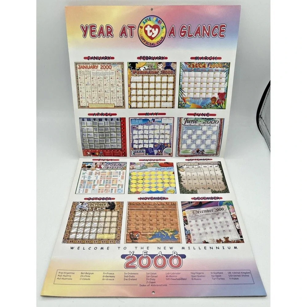 TY Beanie Babies Millennium Year 2000 Wall Calendar 16 Months SKU BB30